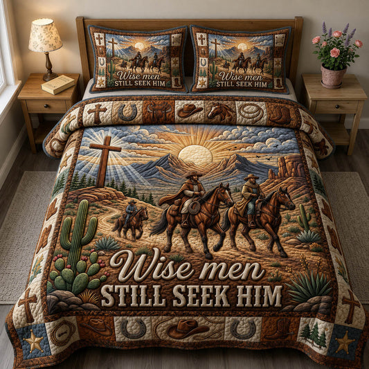 Western Cowboy 3-Piece Quilted Bedding Set GFTONMU1347