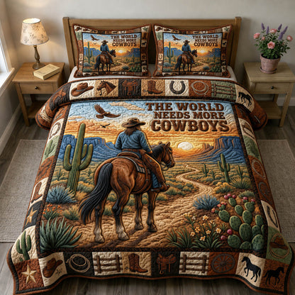 Western Cowboy 3-Piece Quilted Bedding Set GFTONMU1348