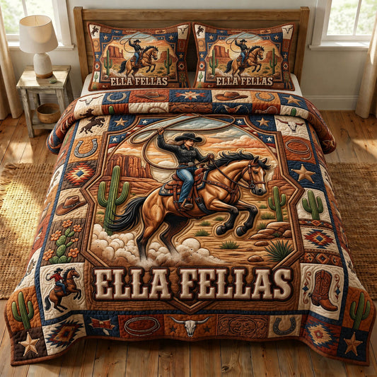 Western Cowboy 3-Piece Quilted Bedding Set GFTONMU1352