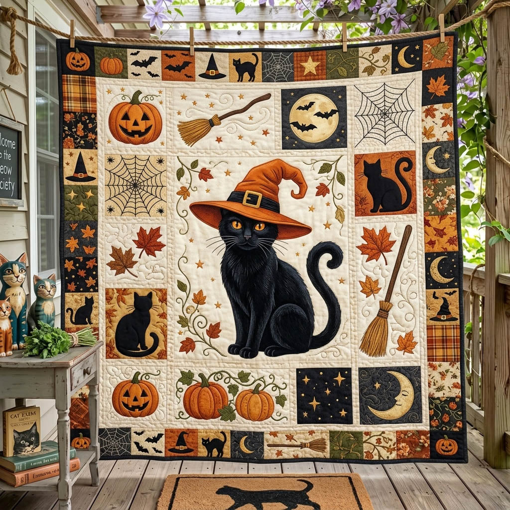 Black Cat Quilted Blanket GFTONMU1535