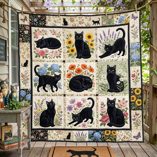 Black Cat Quilted Blanket GFTONMU1536