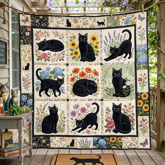 Black Cat Quilted Blanket GFTONMU1536