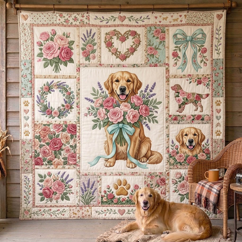 Golden Retrievers Quilted Blanket GFTONMU1542