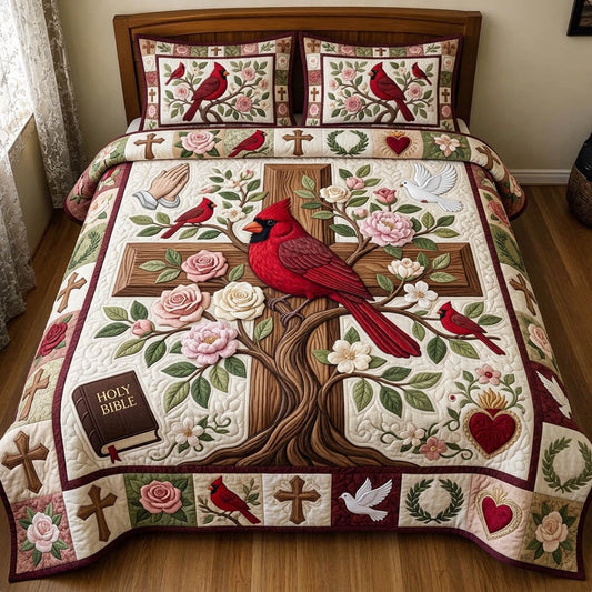 Cardinal Christian 3-Piece Quilted Bedding Set GFTONMU1554