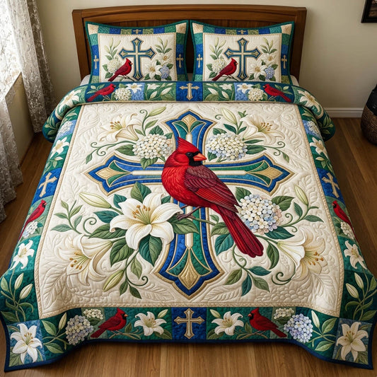Cardinal Christian 3-Piece Quilted Bedding Set GFTONMU1556