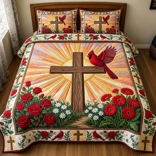 Cardinal Christian 3-Piece Quilted Bedding Set GFTONMU1557