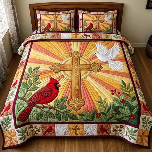 Cardinal Christian 3-Piece Quilted Bedding Set GFTONMU1558