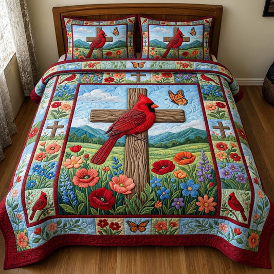 Cardinal Christian 3-Piece Quilted Bedding Set GFTONMU1559
