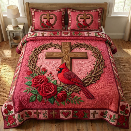 Cardinal Christian 3-Piece Quilted Bedding Set GFTONMU1560