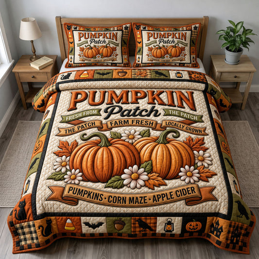 Pumpkin Patch 3-Piece Quilted Bedding Set GFTONMU1664