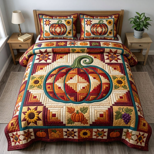 Pumpkin Patch 3-Piece Quilted Bedding Set GFTONMU1670