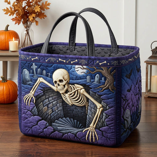 Haunted Skeleton Quilted Storage Basket GFTONMU1729