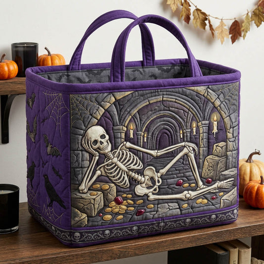 Haunted Skeleton Quilted Storage Basket GFTONMU1730