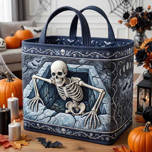 Haunted Skeleton Quilted Storage Basket GFTONMU1732