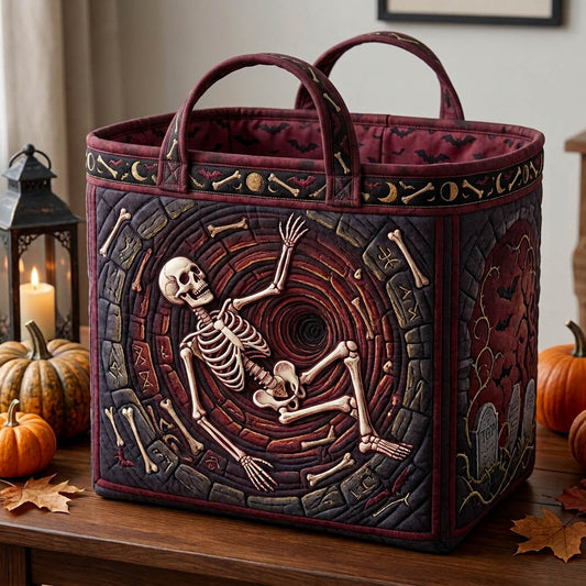 Haunted Skeleton Quilted Storage Basket GFTONMU1734