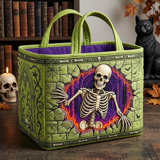 Haunted Skeleton Quilted Storage Basket GFTONMU1735