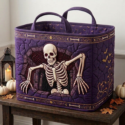 Haunted Skeleton Quilted Storage Basket GFTONMU1738