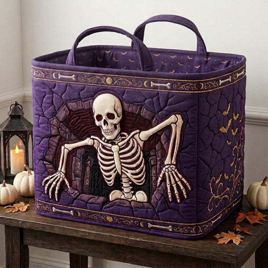 Haunted Skeleton Quilted Storage Basket GFTONMU1738