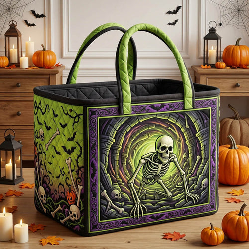 Haunted Skeleton Quilted Storage Basket GFTONMU1739