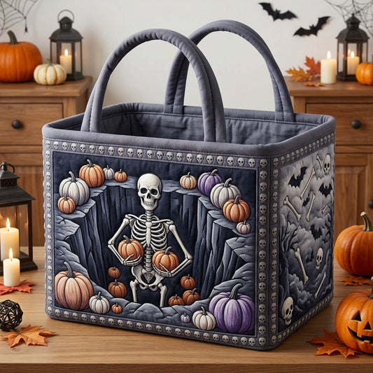 Haunted Skeleton Quilted Storage Basket GFTONMU1742