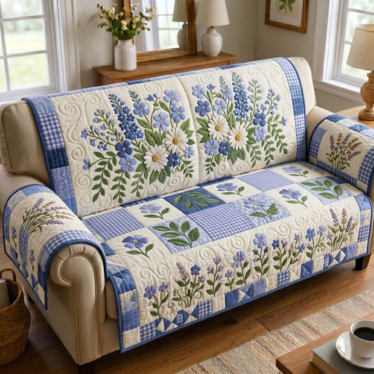 Floral Patchwork Quilted Sofa Cover GFTONMU1776