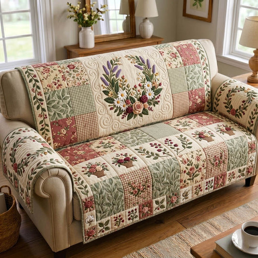 Floral Patchwork Quilted Sofa Cover GFTONMU1777