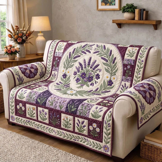Floral Patchwork Quilted Sofa Cover GFTONMU1780