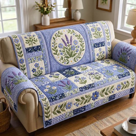 Floral Patchwork Quilted Sofa Cover GFTONMU1784