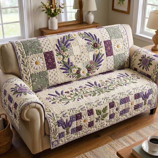 Floral Patchwork Quilted Sofa Cover GFTONMU1785