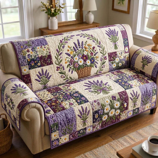 Floral Patchwork Quilted Sofa Cover GFTONMU1786