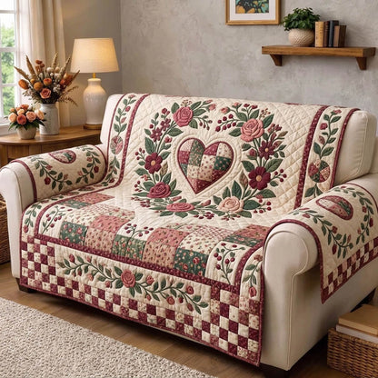 Floral Patchwork Quilted Sofa Cover GFTONMU1788