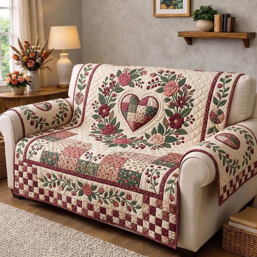 Floral Patchwork Quilted Sofa Cover GFTONMU1788