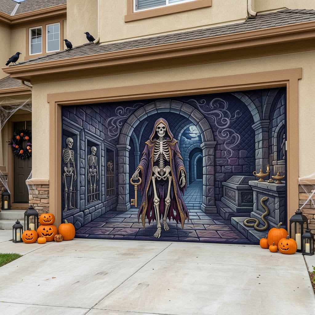 Haunted Skeleton Garage Door Banner GFTONMU1817