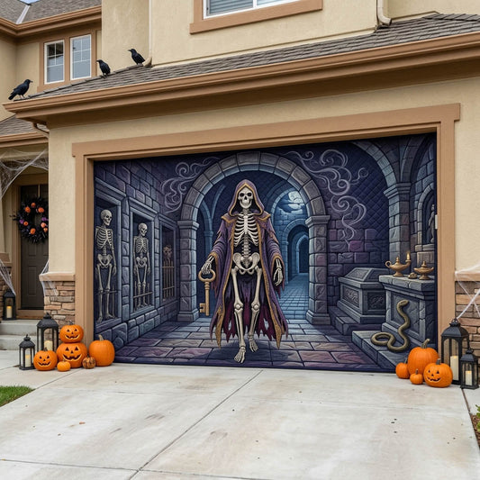 Haunted Skeleton Garage Door Banner GFTONMU1817