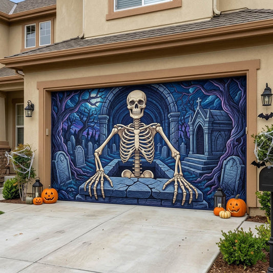 Haunted Skeleton Garage Door Banner GFTONMU1818