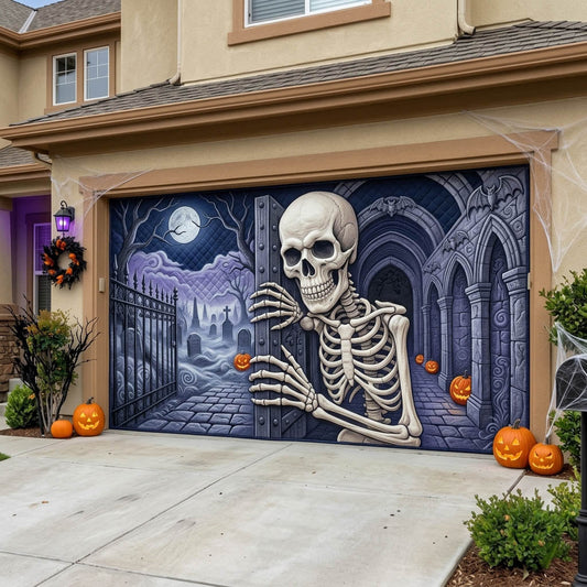 Haunted Skeleton Garage Door Banner GFTONMU1820