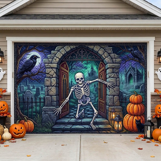 Haunted Skeleton Garage Door Banner GFTONMU1822