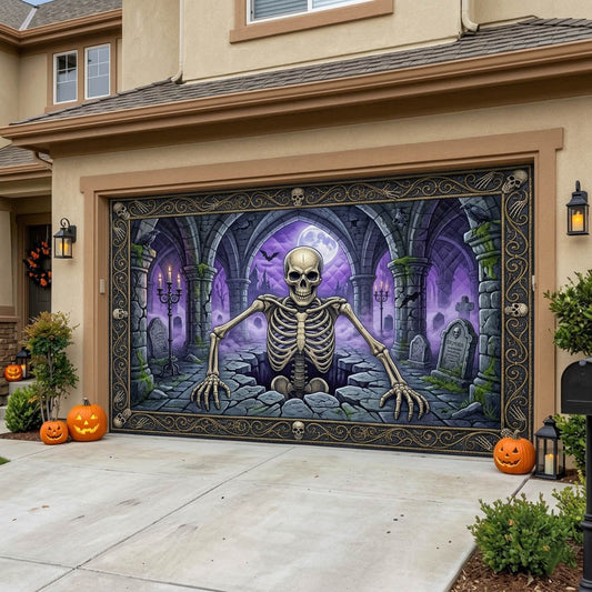 Haunted Skeleton Garage Door Banner GFTONMU1823