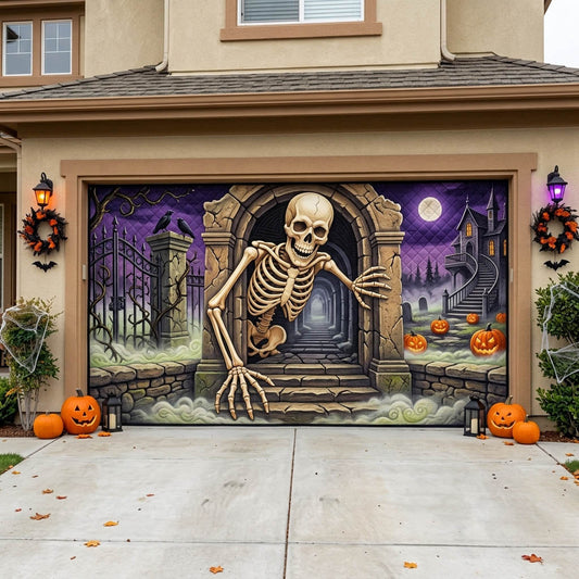 Haunted Skeleton Garage Door Banner GFTONMU1825