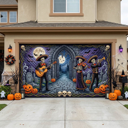 Haunted Skeleton Garage Door Banner GFTONMU1827