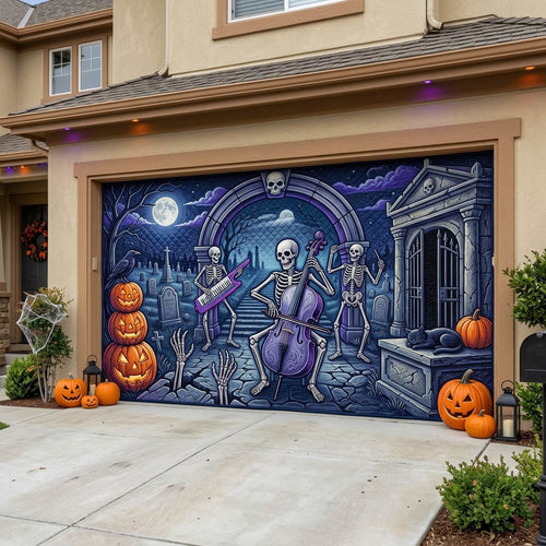 Haunted Skeleton Garage Door Banner GFTONMU1828