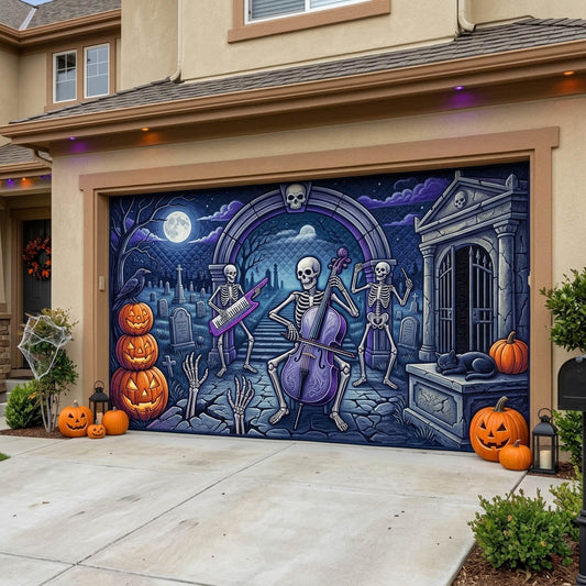 Haunted Skeleton Garage Door Banner GFTONMU1828