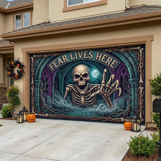 Haunted Skeleton Garage Door Banner GFTONMU1856