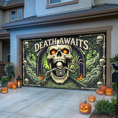 Haunted Skeleton Garage Door Banner GFTONMU1859