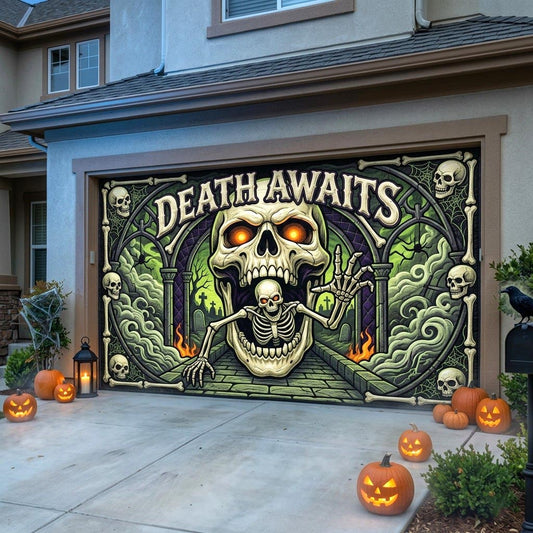 Haunted Skeleton Garage Door Banner GFTONMU1859
