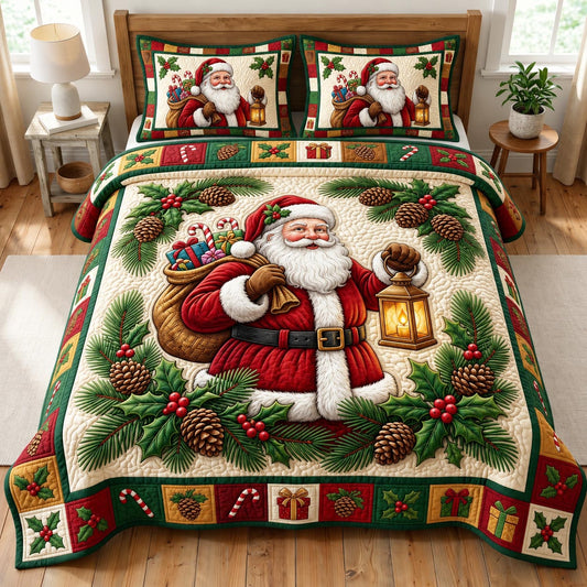 Santa Claus 3-Piece Quilted Bedding Set GFTONMU1957