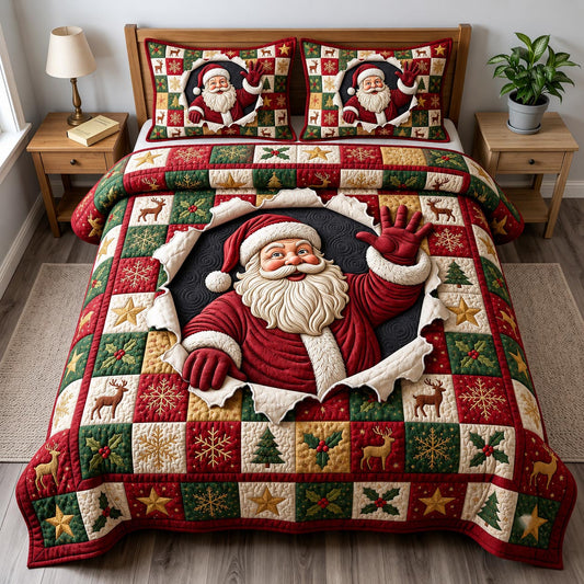 Santa Claus 3-Piece Quilted Bedding Set GFTONMU1959