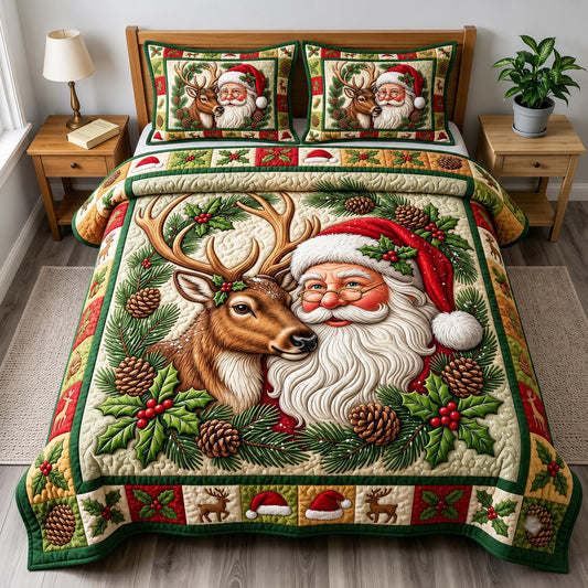 Santa Claus 3-Piece Quilted Bedding Set GFTONMU1960