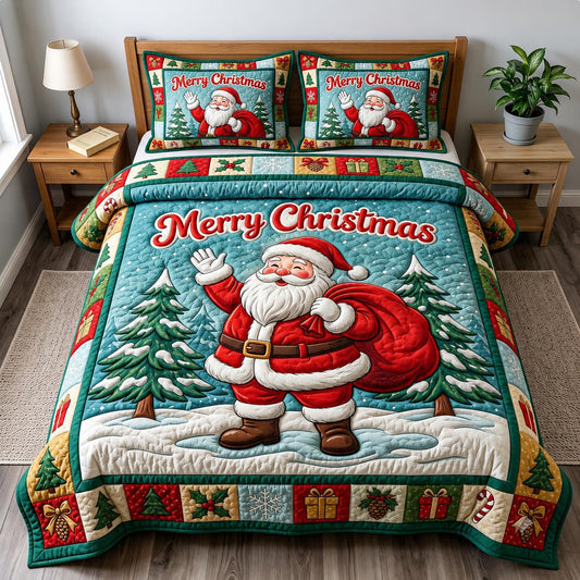 Santa Claus 3-Piece Quilted Bedding Set GFTONMU1961