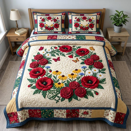 Flower Garden 3-Piece Quilted Bedding Set GFTONMU1963